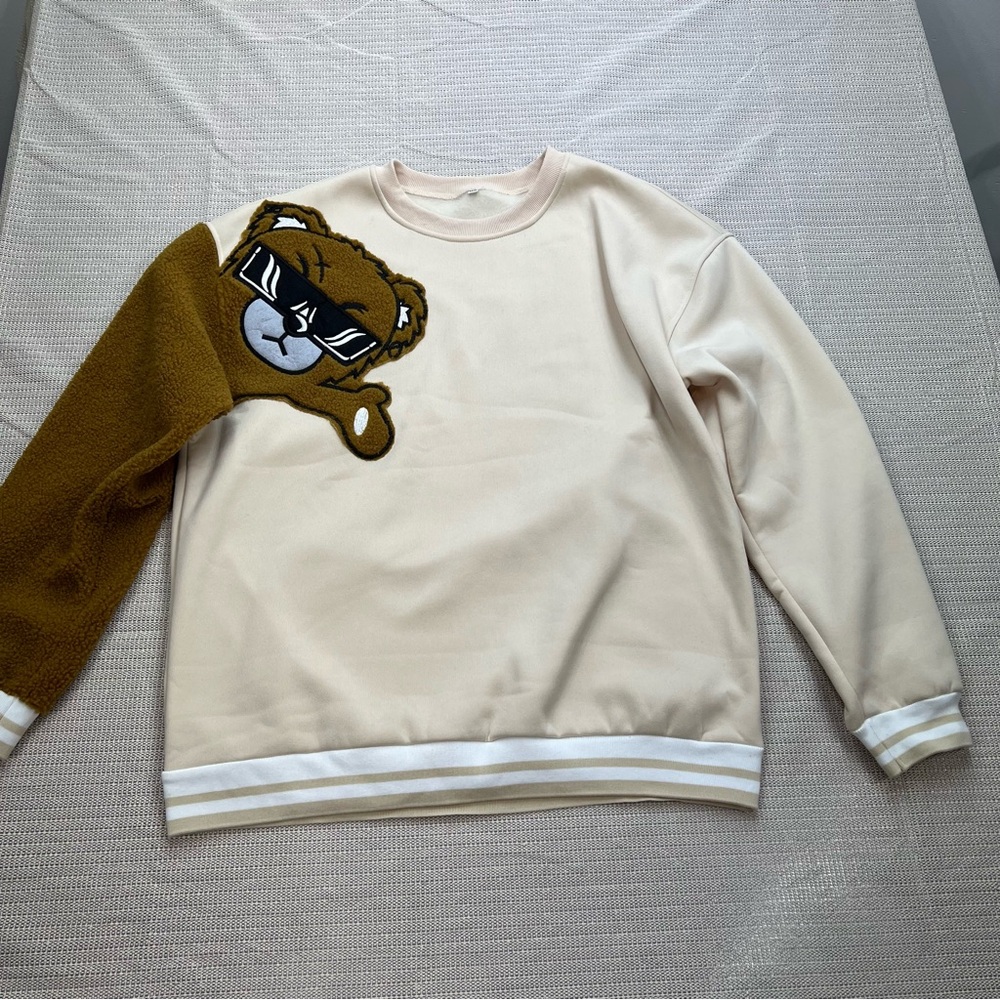 Stylish Cream and Brown Sweater with Bear Design